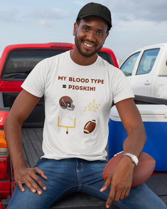 My Blood Type = Pigskin (Adult Unisex T-shirt)